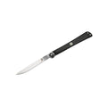 Das Kai Shun Taschenmesser Higo Nokami - limitiert ist ein schlankes, klappbares Messer mit einer geraden, schmalen Klinge aus rostfreiem Stahl und schwarzem Griff, abgebildet auf einem weißen Hintergrund.