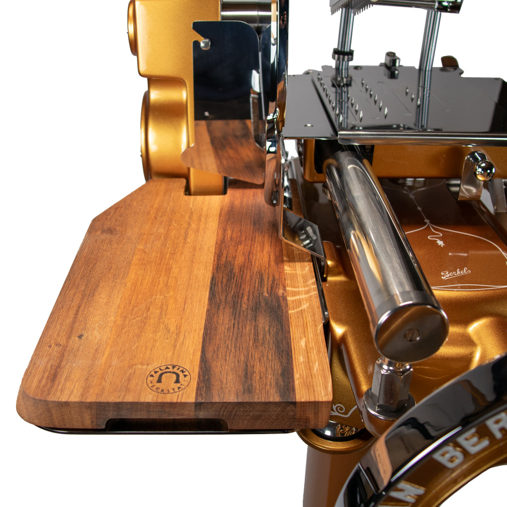 Berkel Volano B114 Schwungradmaschine Gold mit Fassholz- Einlegebrett