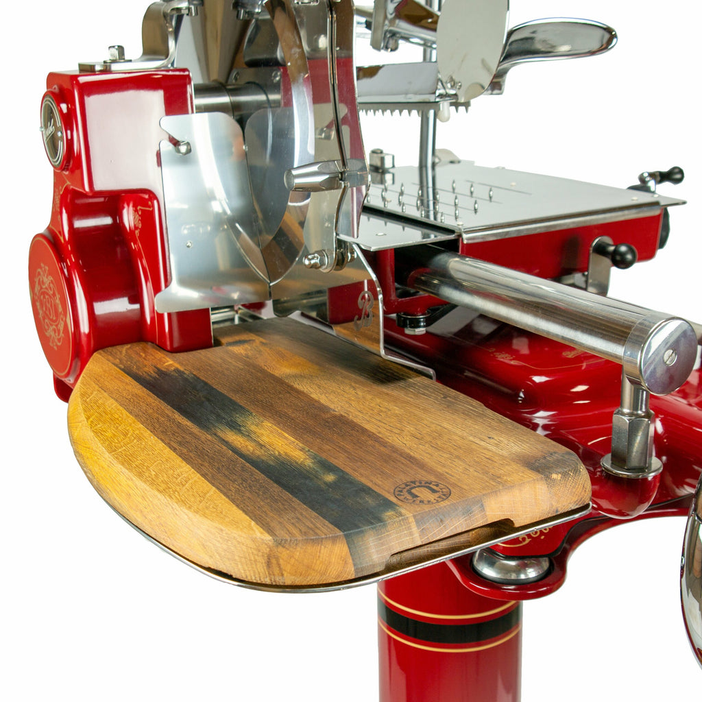 Berkel Volano B3 Schwarz, Aufschnittmaschine mit Schwungrad + Aufschnittbrett aus Fassholz