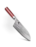 Das KAI X-MAS SELECTION DREAMBOX Shun Classic Red Santoku zeichnet sich durch ein markantes Wellenmuster auf der Klinge und einen glänzend roten Griff aus. Die leicht rechtwinklige Klinge unterstreicht seine einzigartige Textur und Verarbeitung und ist damit perfekt für alle, die Präzision wie bei einem Santoku suchen.