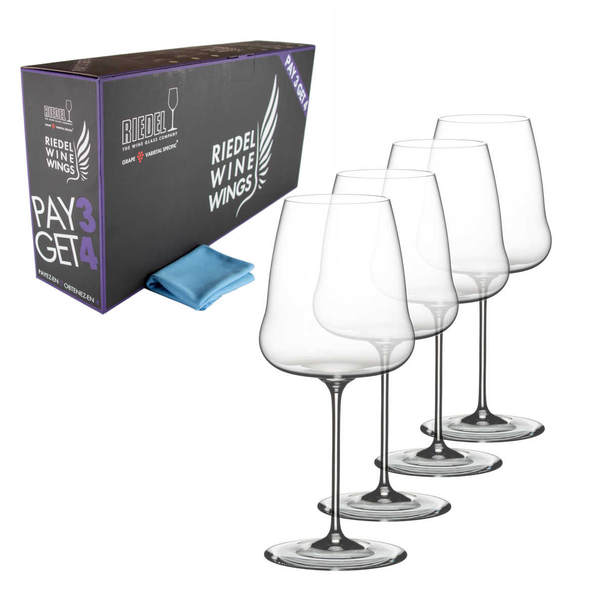 Weißweinglas Riedel Winewings Chardonnay Glas mit Poliertuch in Geschenkverpackung